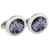 Cufflinks Blue Blossom, 925 sterling silver