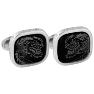 Cufflinks Fortune Dragon in Platinum, 925 sterling silver