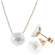 Set Royal Blossom Basic Earrings & Collier, 750 rose gold
