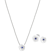 Set Royal Blossom Basic Sapphire Earrings & Collier, 750 white gold