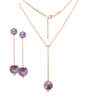Set Pearl Collection Lilac, Earrings & Collier 63 cm, 750 rose gold