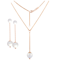 Set Pearl Collection Pure White, Earrings & Collier 63 cm, 750 rose gold