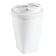 Coffee to go mug with plastic lid, small, Shape "nova", white, V 0,35 l