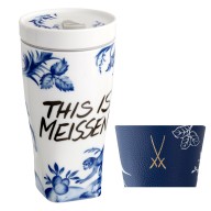 Coffee to go mug with porcelain lid and cuff, Shape "nova", mokey and sloth, V 0,35 l