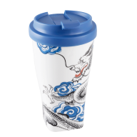 Coffee to go mug with plastic lid, Shape "nova", Fortune Dragon, V 0,35 l