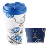 Coffee to go mug with plastic lid and cuff, Shape "nova", Fortune Dragon, V 0,35 l