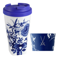 Coffee to go mug with plastic lid and cuff, Shape "nova", "The Original", white V 0,35 l