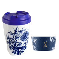 Coffee to go mug small with plastic lid and cuff, Shape "Nova", "The Original", white V 0,35 l