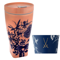 Coffee to go mug with porcelain lid and cuff, Shape "nova", "The Original", red, V 0,35 l