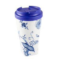 Coffee to go mug with plastic lid, "Blue Onion", Shape "nova", V 0,35 l