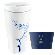 Coffee to go mug with porcelain lid and cuff, Shape "nova", "Blue Orchid", V 0,35 l