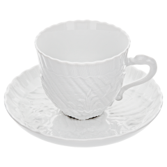 Cappuccino cup & saucer, Shape "Swan Service", white, H 9 cm