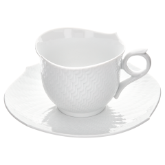 Coffee cup & saucer, Shape "Waves Relief", white, V 0,3 l