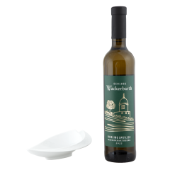 Wine set dish, 2-pcs, Wackerbarth Riesling Spätlese 0,5l, 9,5 % vol., dish, Shape "Waves Relief"