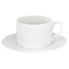 Cappuccino cup & saucer, relief trademark, Shape "Berlin", white, V 0,25 l
