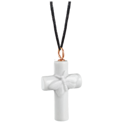 Pendant Crucifix butterfly in white, 750 rose gold