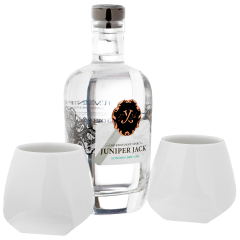 Gin set, 3-pcs, Juniper Jack London Dry Gin 0,5 l, 46,5 % vol., Gin mug