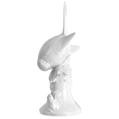 Bird Robin, white, H 17,5 cm