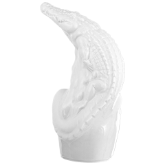 Krokodil, white, H 17 cm