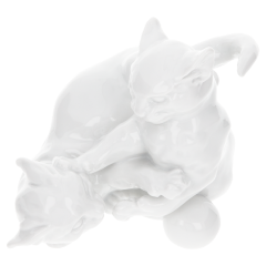 Cat group, white, H 10 cm