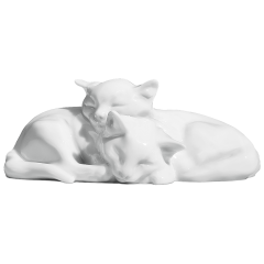 Cat group, white, H 4,5 cm
