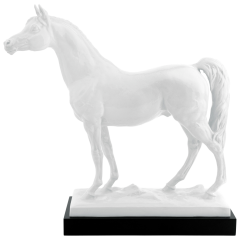 Horse Arabian with pedestal, white, H 37 cm