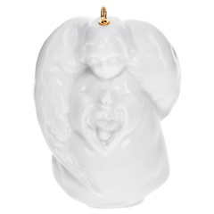 Ornament, guardian angel, white, H 7 cm