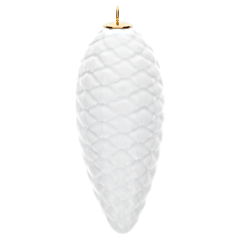 Fir cone, white, H 8,5 cm