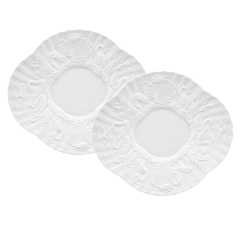 Gourmet Plate, flat, 2-pcs, Shape "Swan Service", white