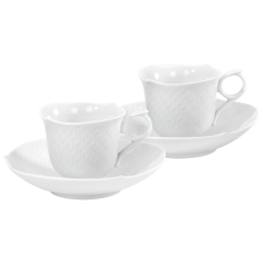 Espresso Set, 4 pcs, Shape "Waves Relief", white