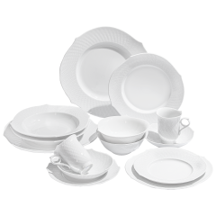 Starter set, 14-pcs for 2 persons, Shape "Waves Relief", white