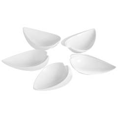 Leaf dish set, Shape "Waves Relief", white