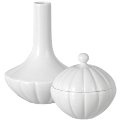 Home deco set, 2-pcs, "Landscape", Vase, Box, white