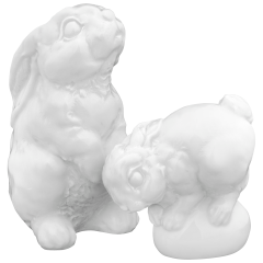 Figurine set, Hare, 2-pcs, white