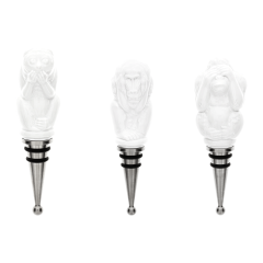 Bottle top set, 3-pcs, monkeys, white