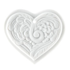 Tree decoration, winged heart, small, Medals white, H 3,7 cm