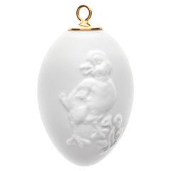 Easter egg with relief, duckling, Shape "New Cutout", white, bisque, H 5 cm