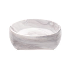 Candlestick, "Antarctica", pillar candle, flat, marbled light grey, 11,5 x 11,5 cm