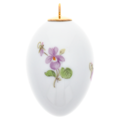 Easter egg, Strewn violets, white rim, H 4,5 cm