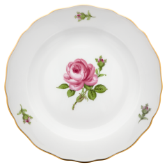 Starter- and Dessert Plate, Shape "New Cutout", Pink rose, gold rim, Ø 20 cm