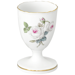 Egg Cup, Shape "New Cutout", White rose with purple centre, gold rim, H 7 cm