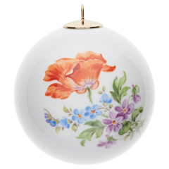 Ball, Vintage flowerpainting 3, poppy, gold rim, Ø 5 cm