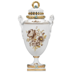 Vase with lid "Flower Bouquet", sepia, H 31 cm