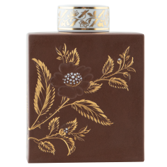 Böttger Stoneware tea caddy with moulded flowering sprig, lim. 75, H 13,5 cm