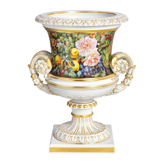 Crater Vase "Rich flower and fruit painting", H 47 cm