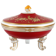 Box with "Birds in gilt and scrolling leaves", Ø 12,5 cm