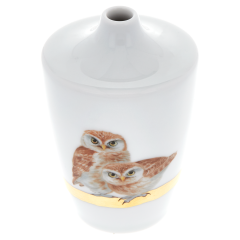 Vase, Shape "MEISSEN® Cosmopolitan", Bird painting, 2 screech owls on golden branch, H 11 cm