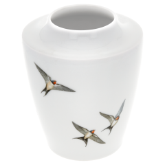 Vase, small, Shape "MEISSEN® Cosmopolitan", Bird painting, swallows during the flight, H 13,5 cm