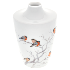 Vase, Shape "MEISSEN® Cosmopolitan", Bird painting, crowd of bullfinchs in the branches, H 18 cm