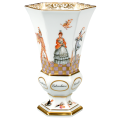 Vase, Figurine painting "Italian Comedy",coloured and gold,sp.sign,lim.,num., H 15,3 cm